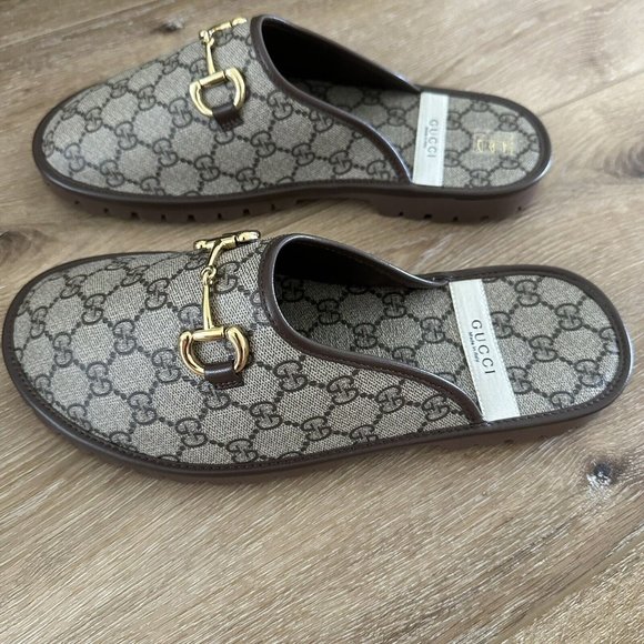 Gucci Elea logo GG men mule Supreme Horsebit Slippers  New Size 10 main image 4